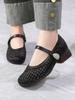 Fashion GKTINOO Genuine Leather Woven Thick Heels Women's Shoes 2025 Summer New Lace-up Soft Sole Casual Hollow Breathable Sandals