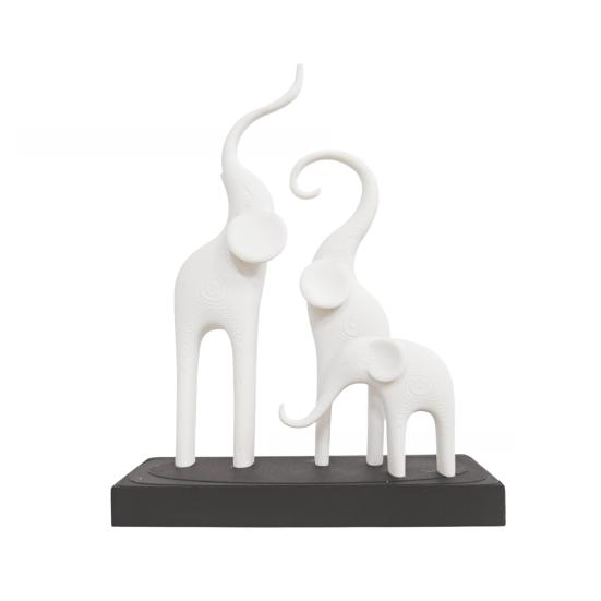 3D Printed Elephant Family Statue Figurine, Mom Dad and Baby Animal Art Sculpture, Elephant Decorations for Living Room Bookshelf Cabinet Desk Table B