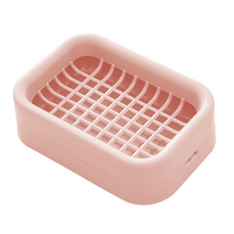 

Grid Soap Box Bathroom Double-Layer Washstand Drain Soap Box Portable Water-Free Plastic Soap Box рожевий