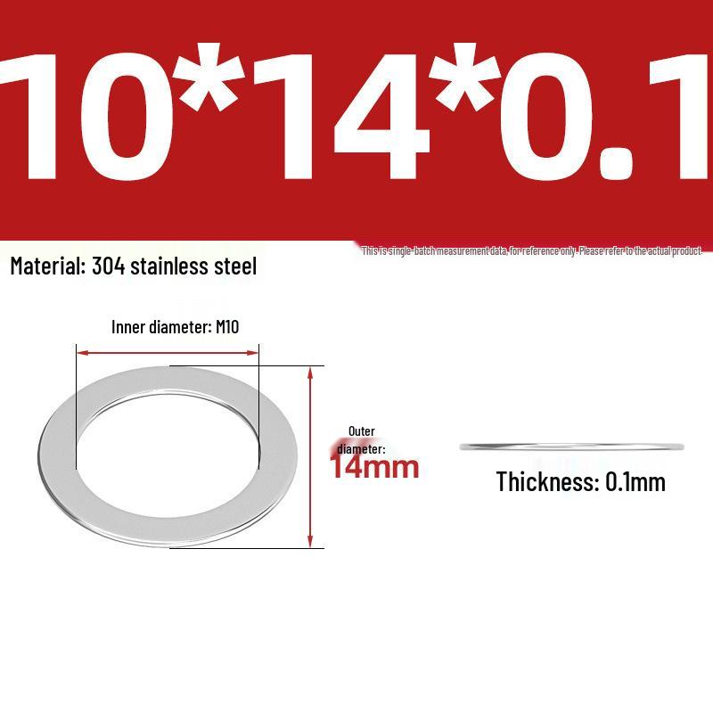 304 Stainless Steel Ultra-Thin Flat Washers - Available in Thickness: 0.1mm, 0.2mm, 0.3mm, 0.5mm