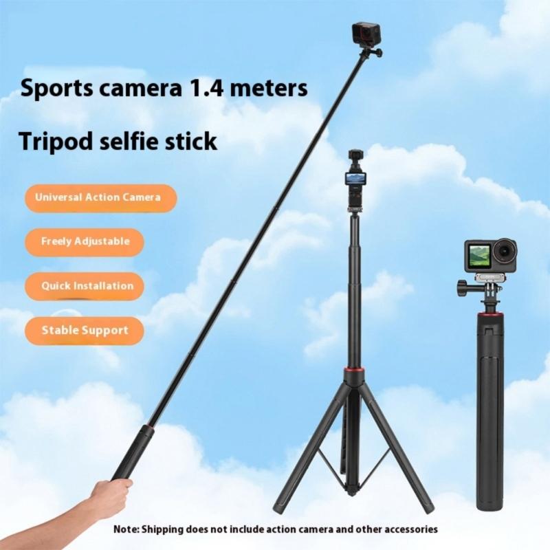 Portable Selfie Stick With Tripod Stand Accessories Extension Telescoping Selfie Stick Tripod for Action Camera