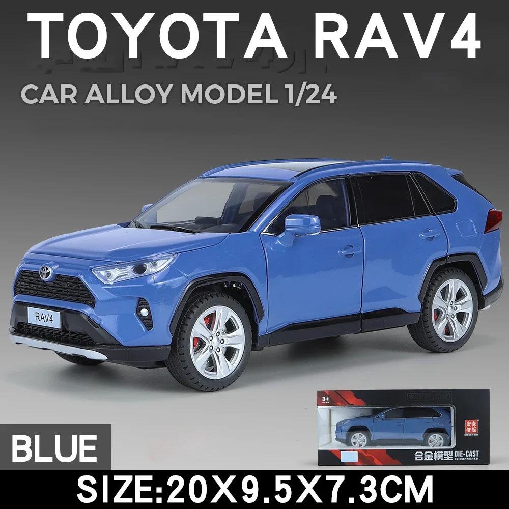 

Масштаб 1/24 Toyota RAV4 Внедорожник Модель автомобиля Металлическая литая модель автомобиля Коллекция игрушек со звуком и светом для детей Мальчики Подарок синий