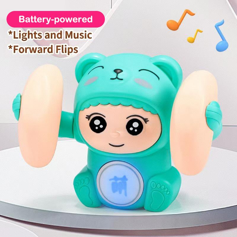 360° Tumbling Monkey Toy Adorable Musical LED Light Interactive Toy for Kids Boys Girls Party Supplies