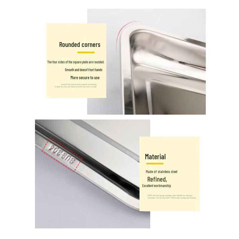 Jinwanfu 201 Stainless Steel Rectangular Food Tray