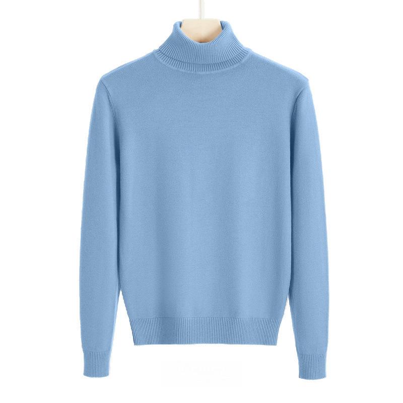 Men's Loose Plus Size High Neck Knit Sweater - Solid Color, Long Sleeve, Spring/Autumn/Winter