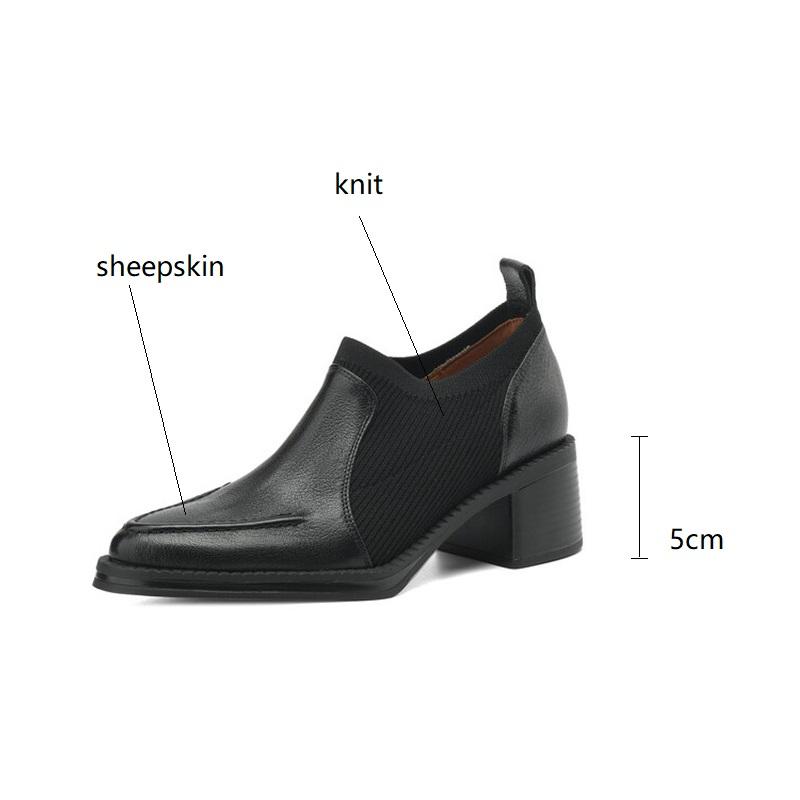 Fashion 2024 New Spring Sheepskin Women Shoes Pointed Toe Women Pumps High Heels Slip-on Loafers Shoes for Women Casual Knitted Shoes