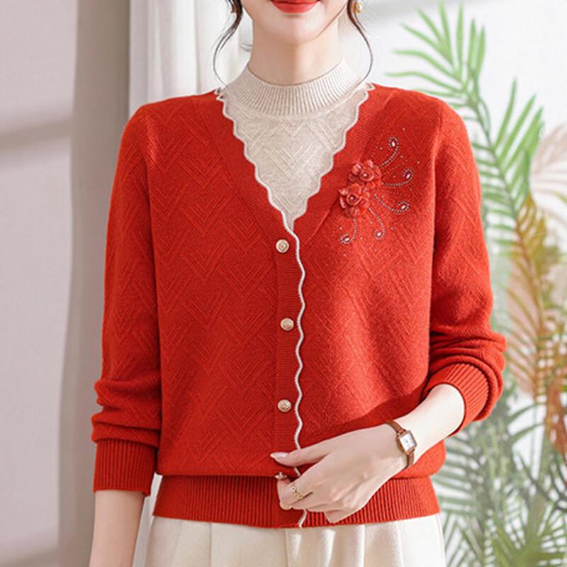 Women's Velvet Lined Mid-Aged Sweater