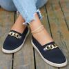 2024 Hot Fashion Spring and Autumn Solid Color Flat Heel Slip-on Women's Shoes Round Toe Shallow Mouth Slip-on Metal Decoration