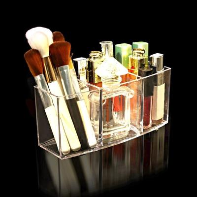Tools Box Plastic Cosmetic Storage Box 3 Grid Clear Brush Holder Stackable Display Stand Cosmetic Display