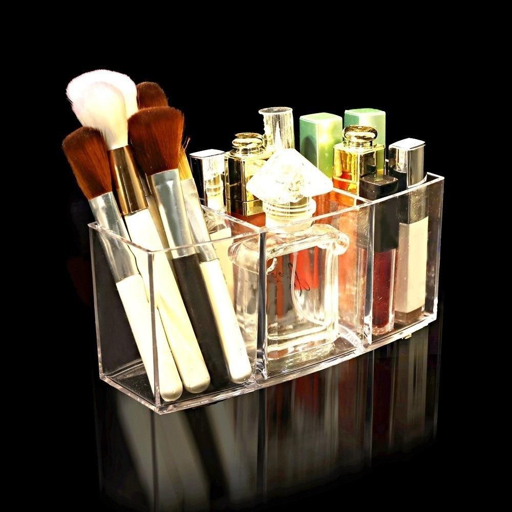 Clear Brush Holder Plastic Makeup Storage Tray Jewelry Case Cosmetic Storage Box  Drawer Organizer