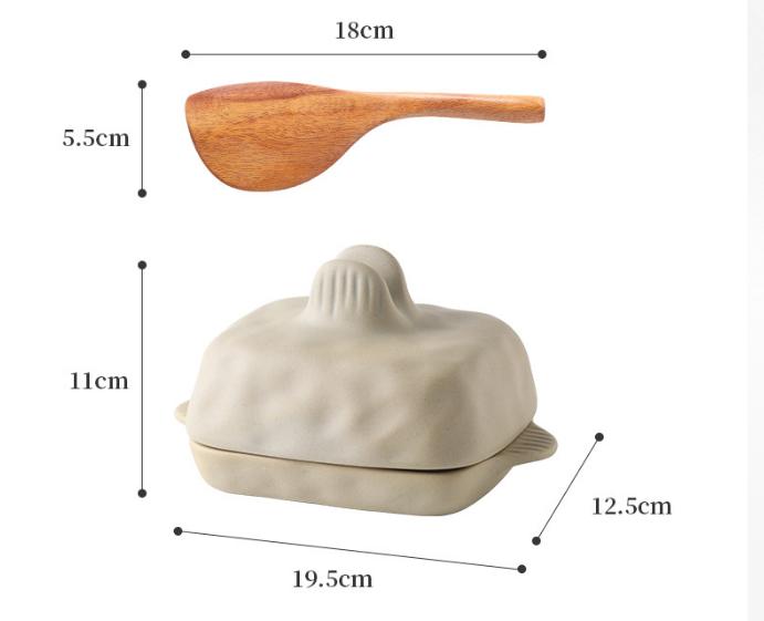 Dish with Lid, Ceramic Rectangular for Kitchen Counter Storage