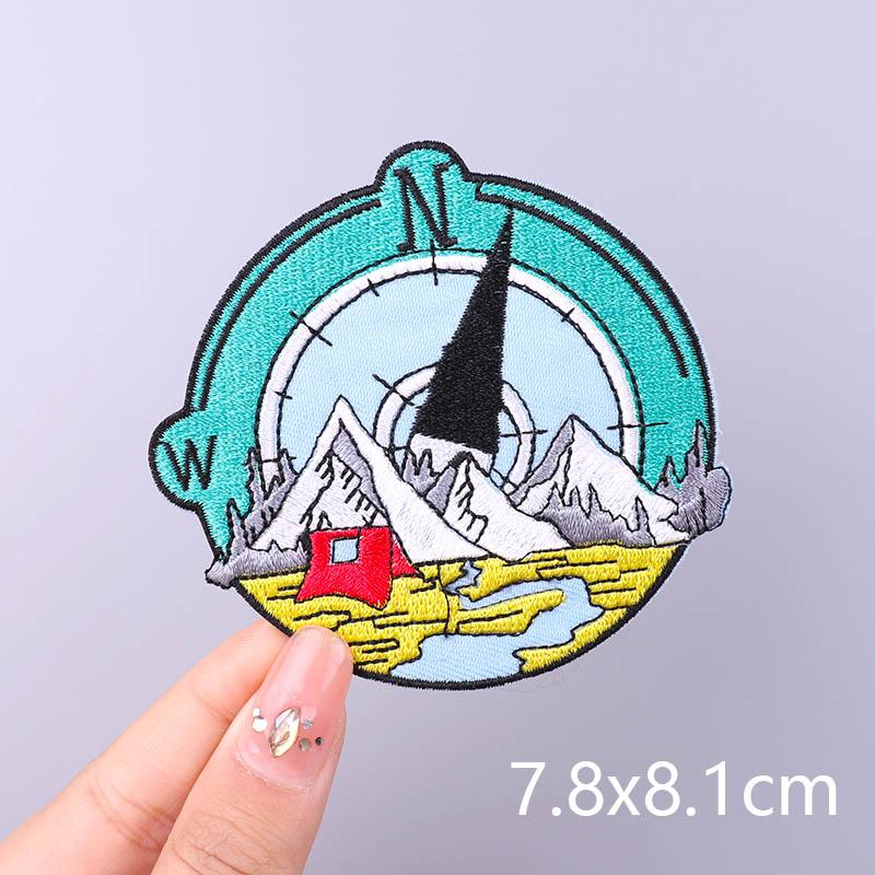 Wilderness Patch Mountain Patches Iron On Clothes River Embroidered Patches For Clothing Stripe Stickers On Clothes Hook Loop