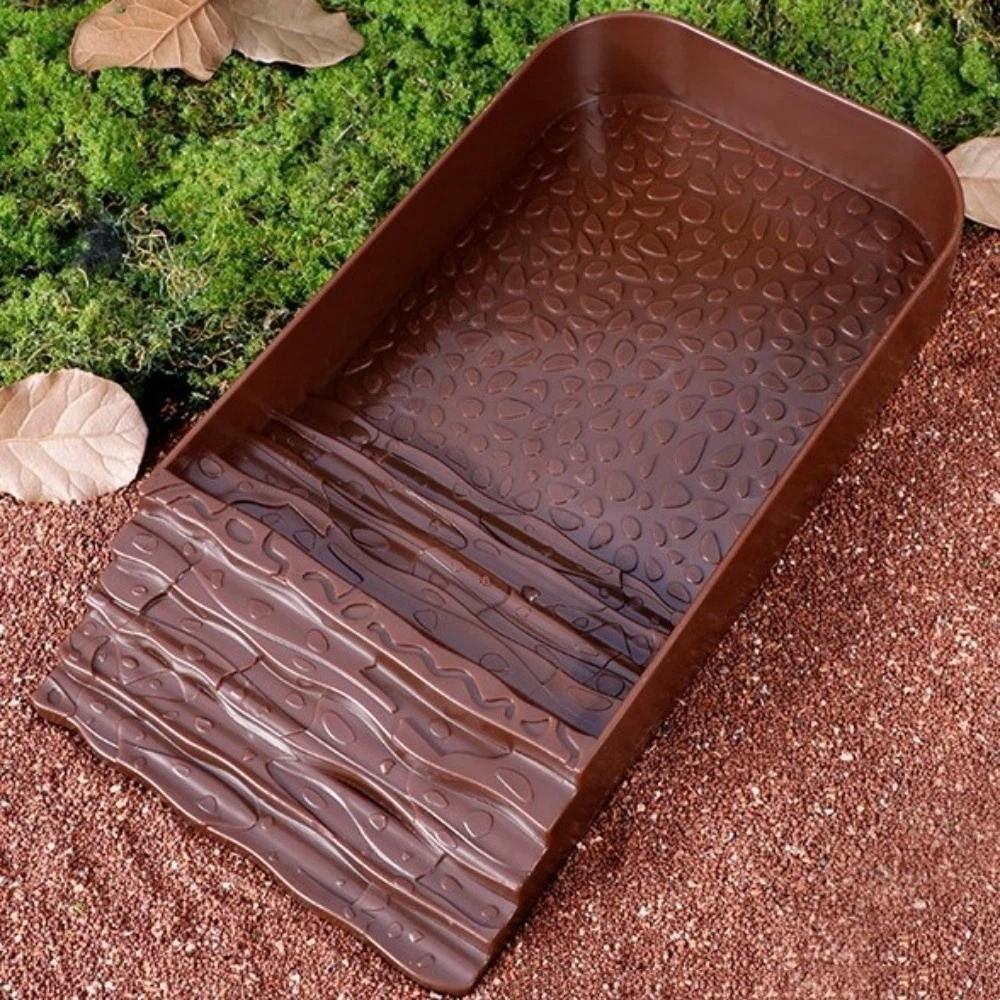 Plastic Reptile Water Dish Square Ladder Climbing Turtle Feeding Dish with Ramp Multi-functional Turtle Bath Basin