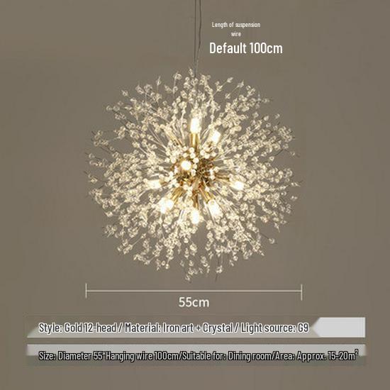 Dandelion Crystal Firework Chandelier: Modern Minimalist Light for Restaurants, Bedrooms, Bars, and Retail Displays