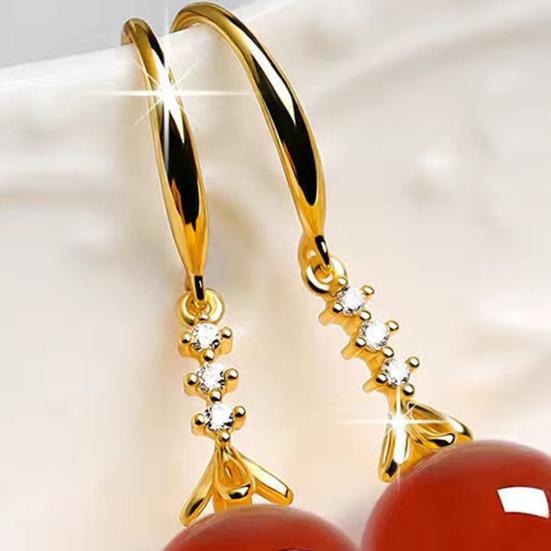 1 pereche de cercei cu agat, care nu sunt predispuși la alergii, grațioși, rafinați, manoperă fină, strălucitoare, strălucitoare