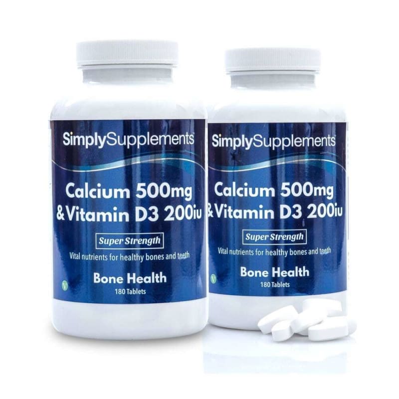 

SimplySupplements Calcium 500 mg & Vitamin D3, 200 IU, 180 Tablets