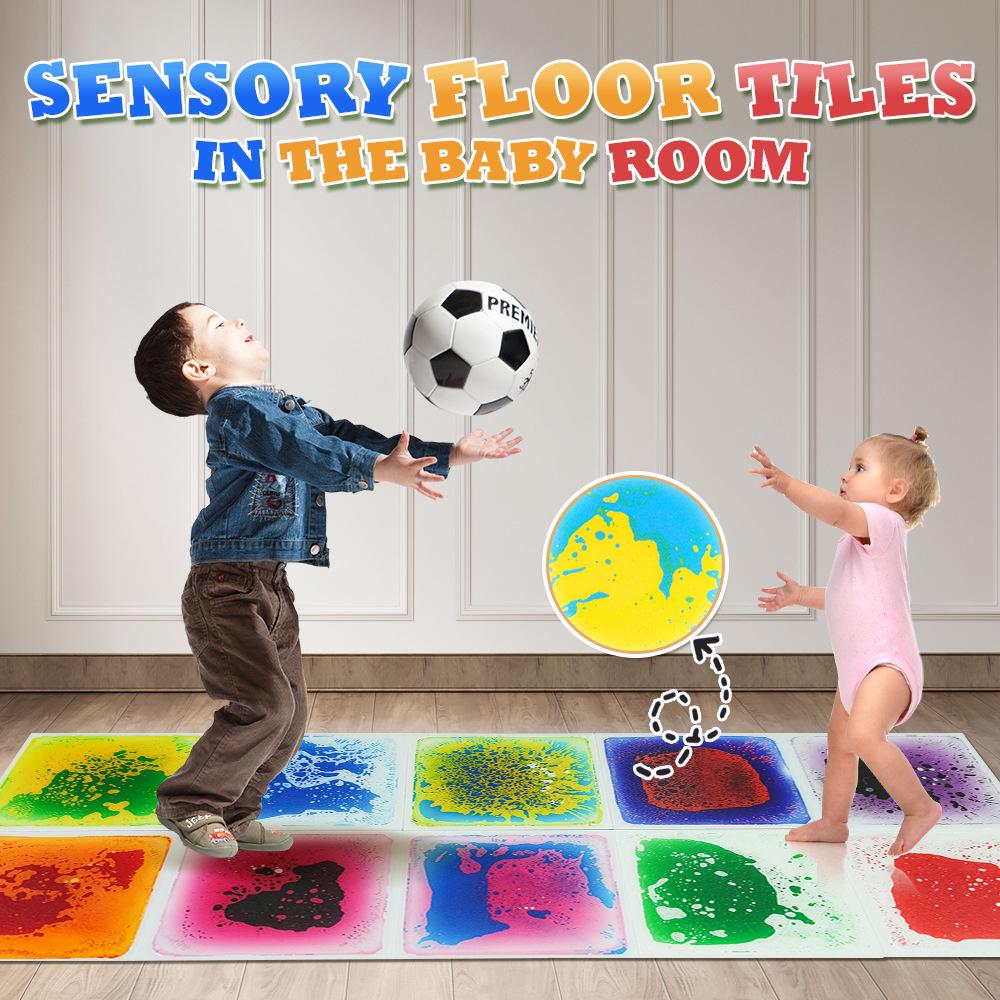 Liquid Floor Sensory Puzzle Pads for Kids – Kindergarten Colored Texture Bricks