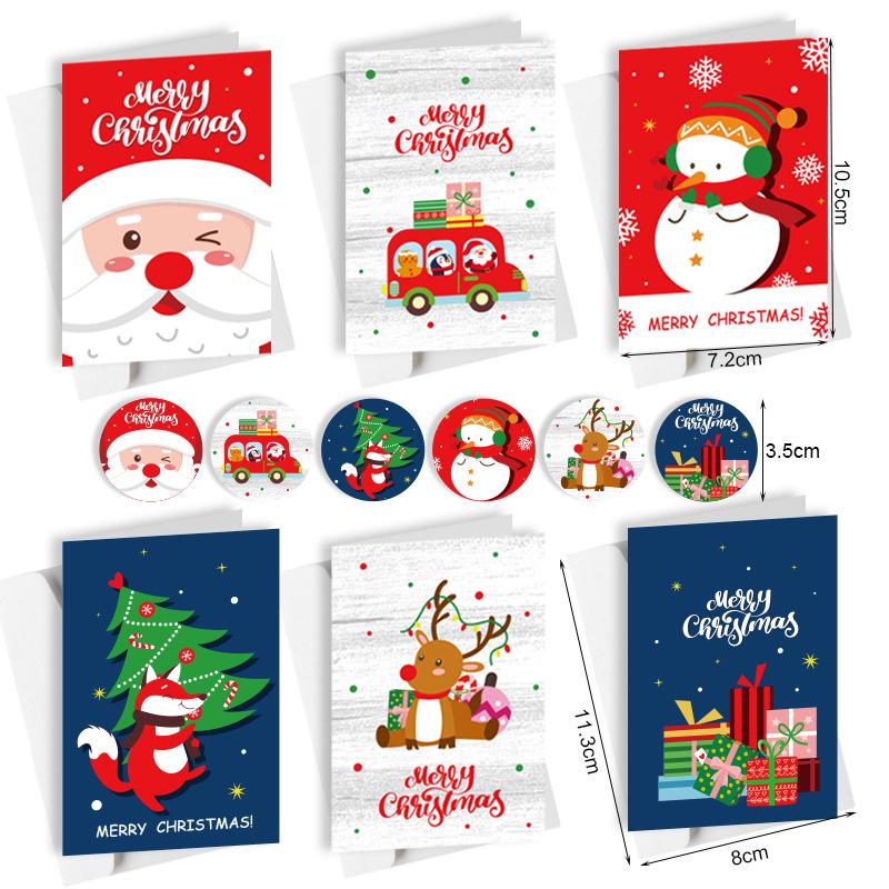 6pcs Mini Christmas Greeting Cards Merry Christmas DIY Folding Kraft Paper Card New Year Xmas Party Invitations Gifts Postcard