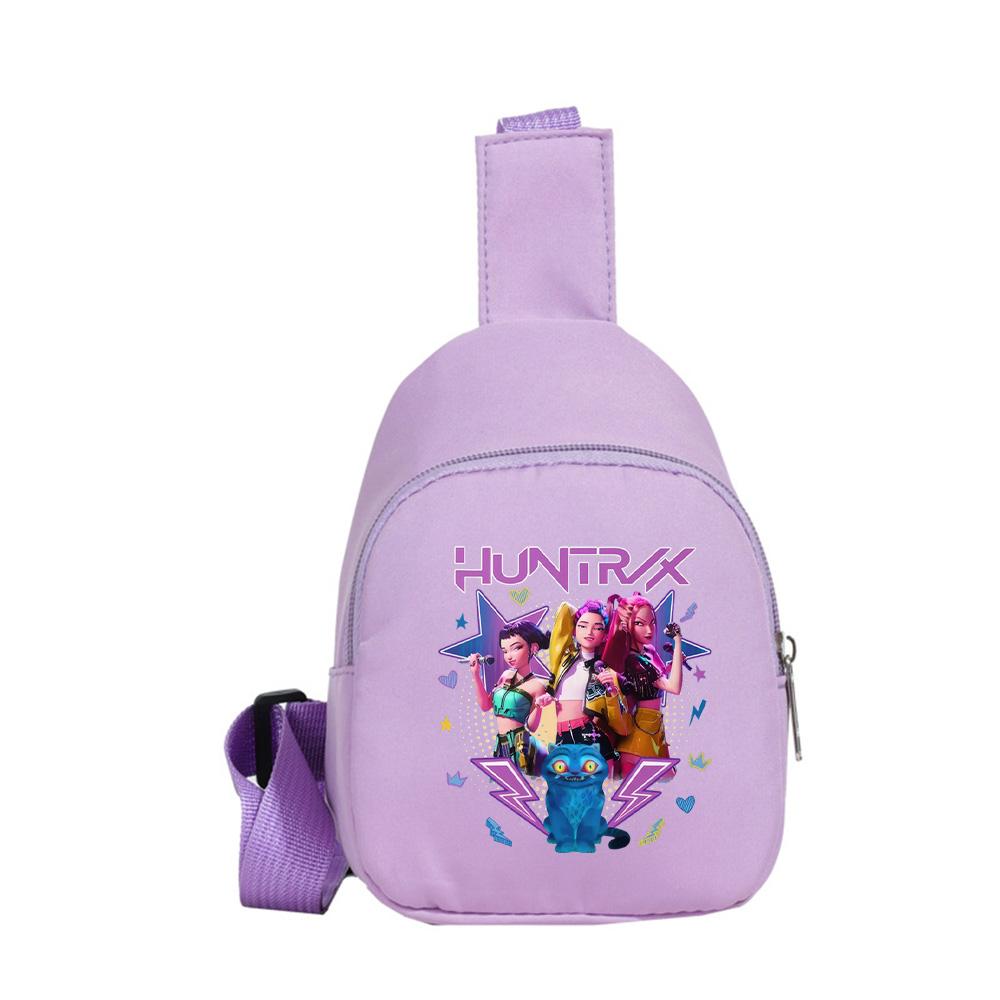 Anime Cartoon K-Pop Demon Hunters Printed Kawaii Chest Pack for Boy Girl Shoulder Bag Student Portable Crossbody Pouch Kid Gift