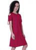 Moomaya Cold Shoulder T-shirt Dress Round Neck Casual Knee Length Summer Dresses For