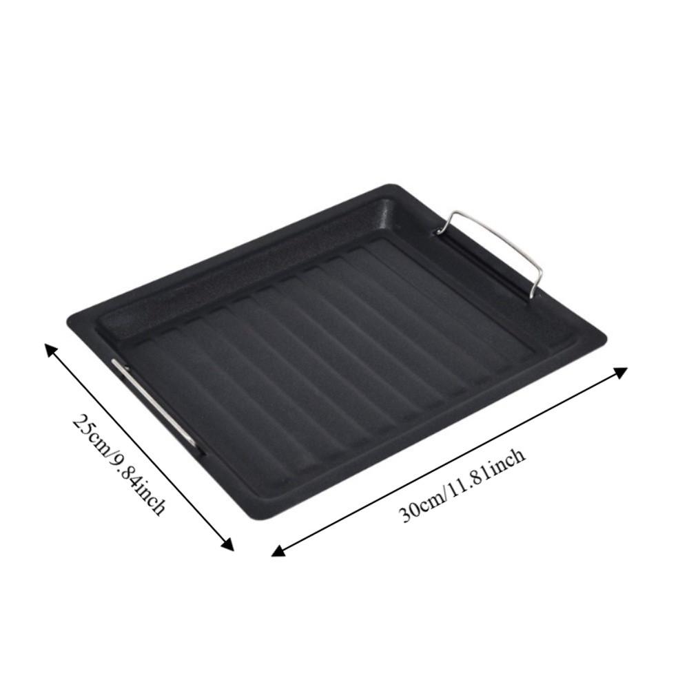 Striped Groove Grilling Tray with Handle Grilled Fish Platter Outdoor BBQ Grill Pan Camping