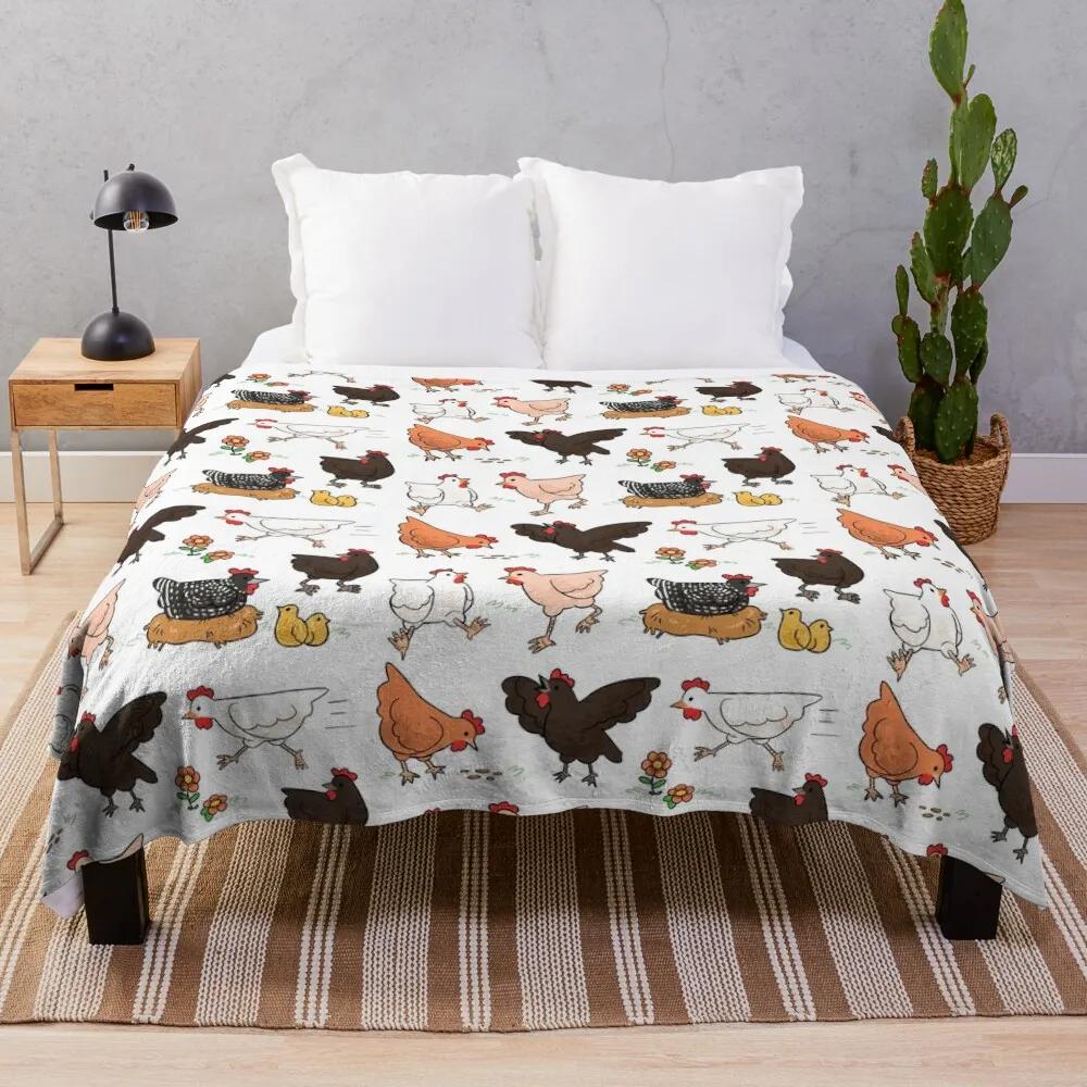 Cartoon Chicken Pattern Flannel Throw Blanket Egg Rooster Blanket Lightweight Warm Super Soft For Couch Sofa Bed Festival Gift