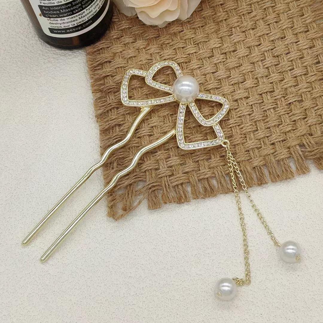 

Элегантная жемчужная кисточка-заколка для волос для женщин - современный и старинный стиль Cheongsam U-образная заколка для волос