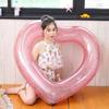 Large Heart Inflatable Toys Swimming Ring with Sequin Summer Pool Beach Party Photograph Inflatable Water Toys Circle