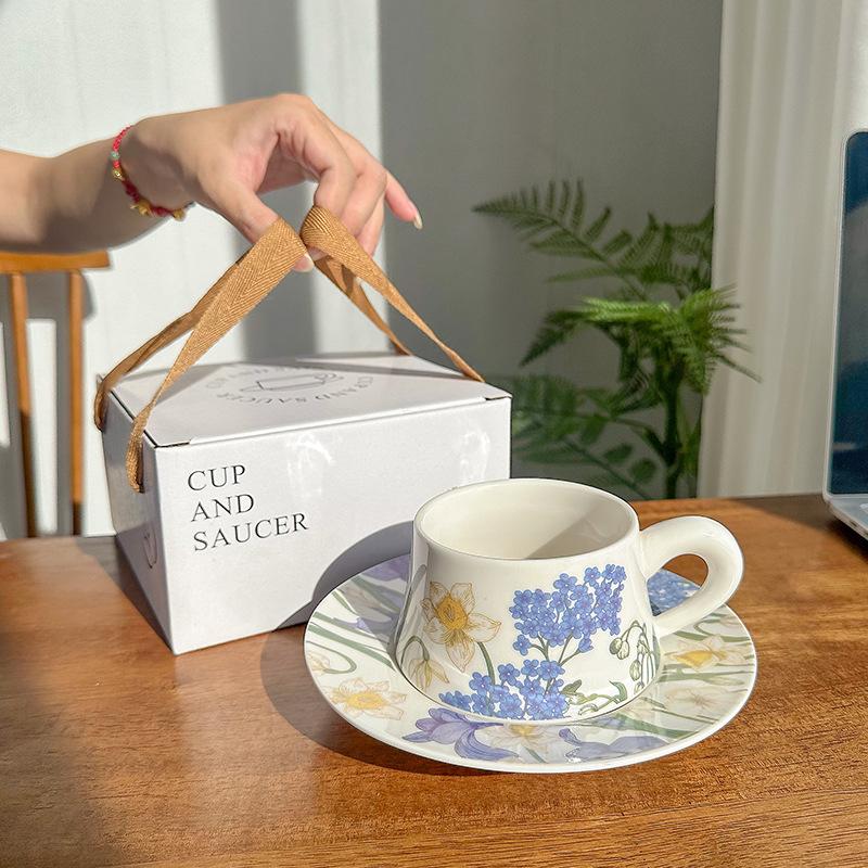 Office Ceramic Coffee Cup and Saucer Set Premium Sense Souvenir Afternoon Tea Household Water Cup Mug