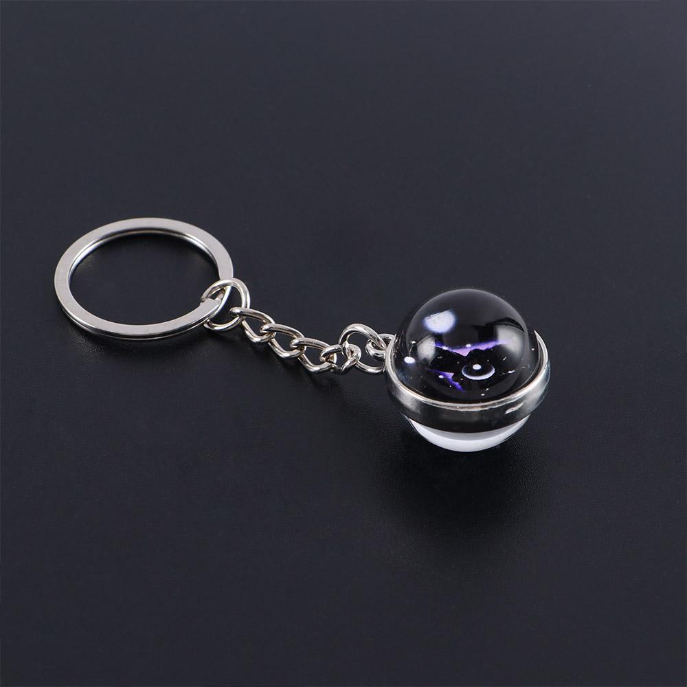 Men Women Glass Ball Jewelry Scorpio Pendant 12 Constellation Key Rings Zodiac Keychain Keychain