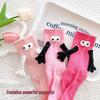 Dopamine Pink Autumn Mid-Calf Socks - Cute Scrunched White Sportswear with 3D Couple Design