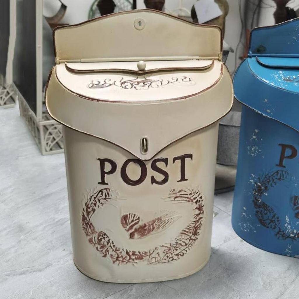 Retro Rural Wall Mounted Mailbox Farmhouse Metal Post Letter Box Garden