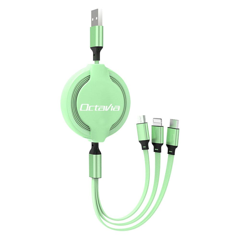 Car Phone Charger Fast Wire Charging Cable Three-head Data Cable For Skoda Rapid Scala Kodiaq Fabia Kamiq Karoq Octavia 3 2 VII WD8