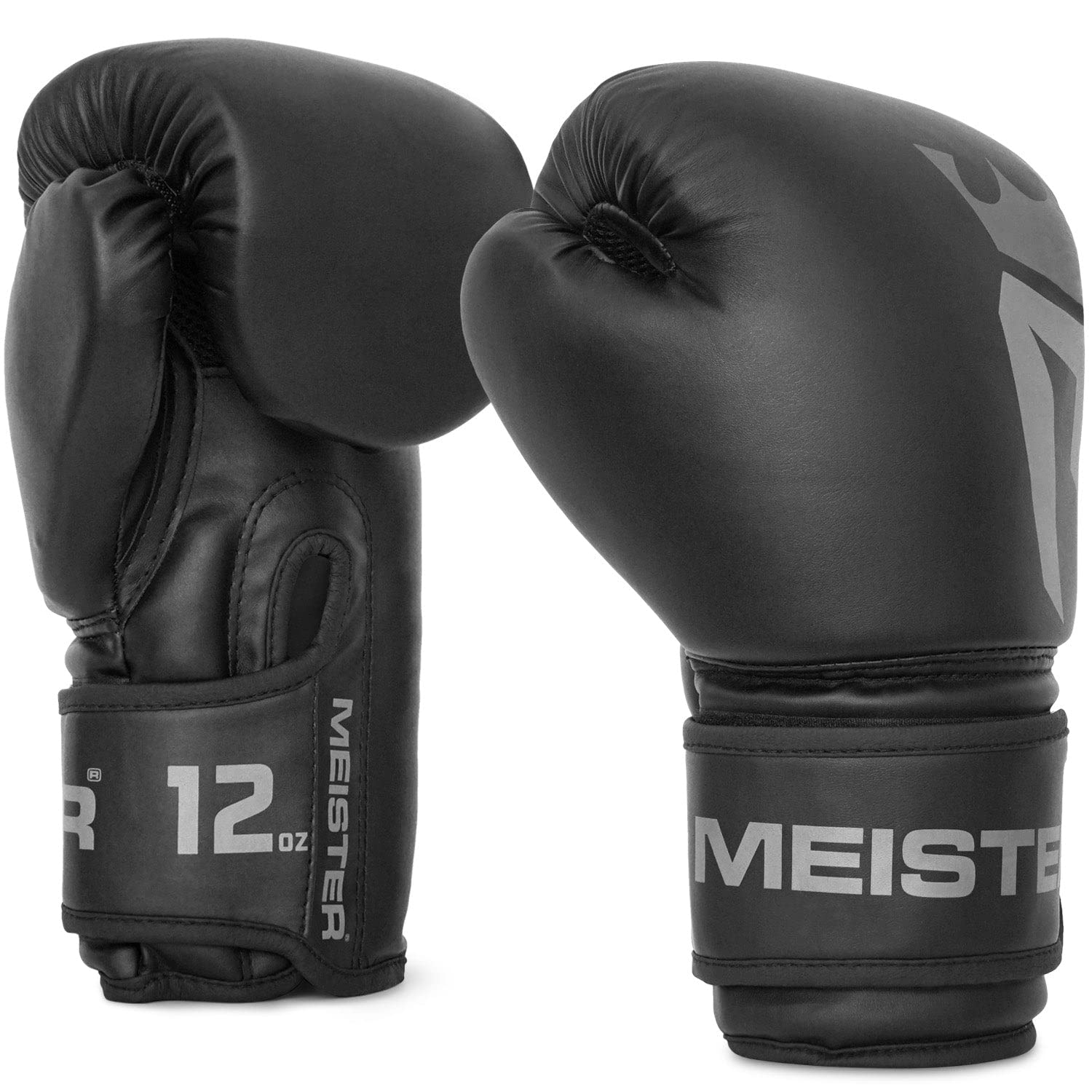 

Meister Critical Boxing Gloves Ergonomic Training Gloves Matte Black 12 oz - High-Density - - чёрный