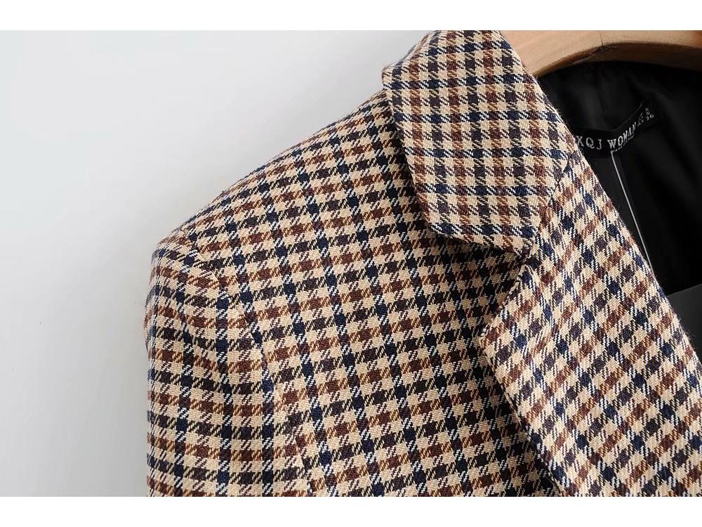 European & American Style Women's Plaid Double-Breasted Suit Jacket - Autumn 2024 Top 5 Colors