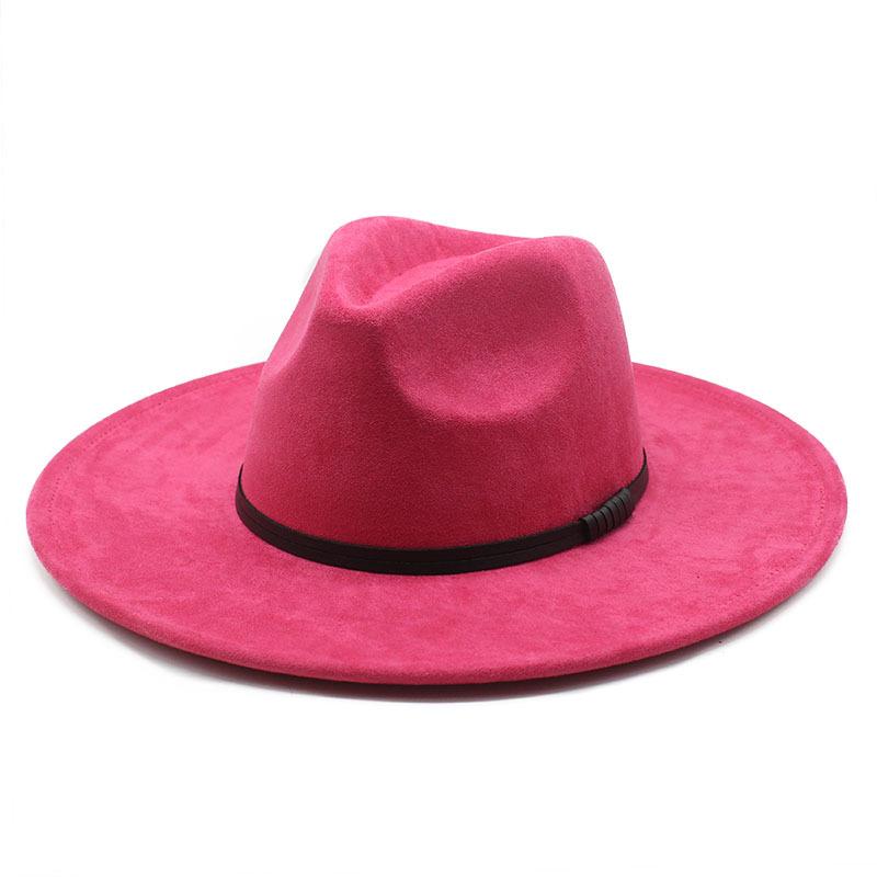 Wish Suede Top Hat Women'S Color Peach Heart Top Big Eaves Hat Gentleman'S Hat