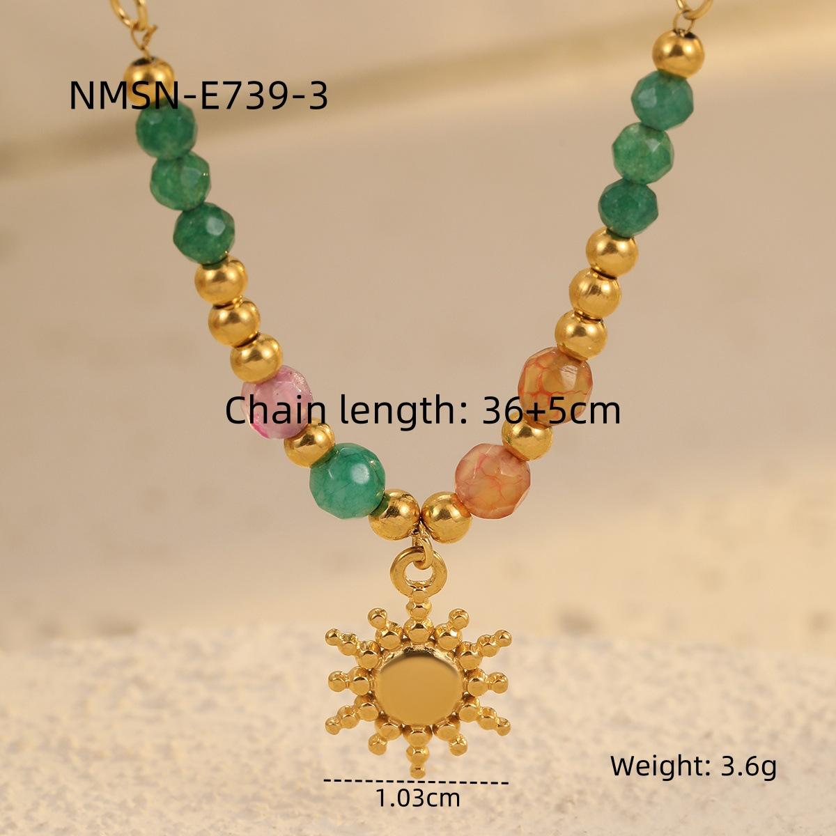 GEMCHIC Women s Vintage Sun Cross Pendant Beaded Chain Necklace Stainless Steel Fashion Choker
