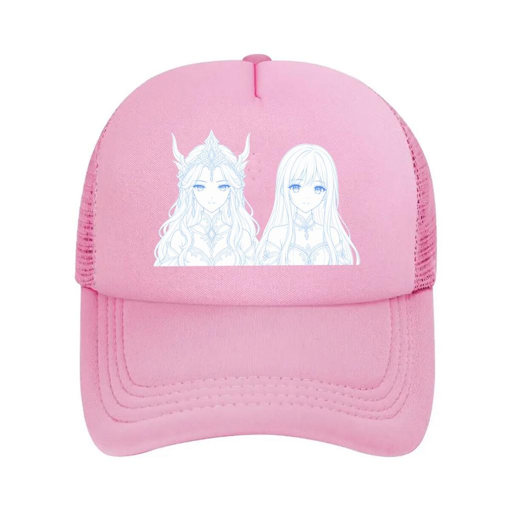 Twin Anime Portrait Line Art Mesh Baseball Cap For Womens Unisex FeUnisex Beach Dad Hat Hip Hop