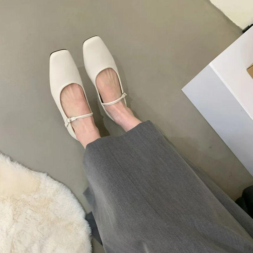 Fashion Bailamos 2024 Spring New Brand Women Flats Fashion Square Toe Shallow Mary Jane Shoes Soft Casual Ballet Shoes Slingback Shoes