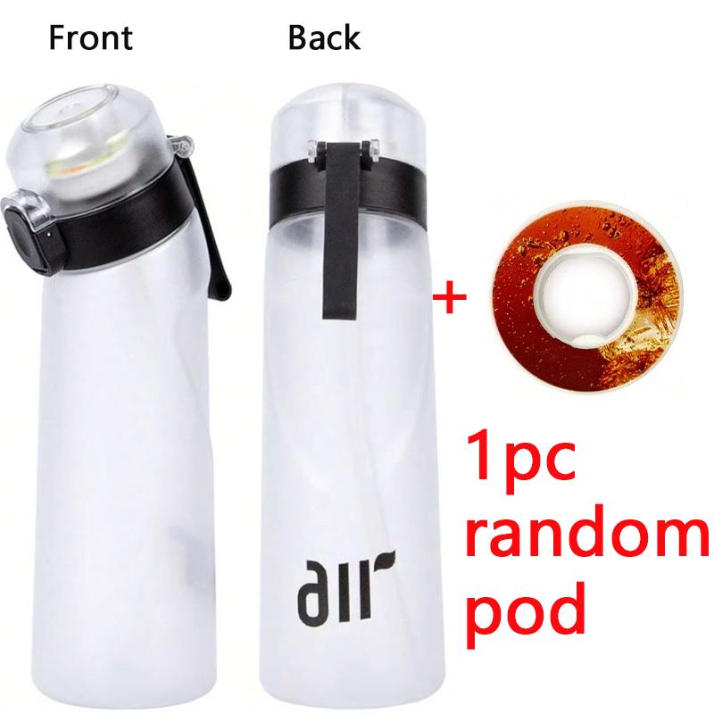 

1pc Air Water Bottle With 1pc Random Round Shape Flavor Pod Sports Straw Plastic Cup Leak Proof Outdoor Travel Sports Bottles 0.8L білий