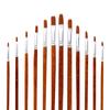12Pcs Wood Handle Nylon Hair Gouache Brushes Set Watercolor Oil Painting Brushes Painting Tool