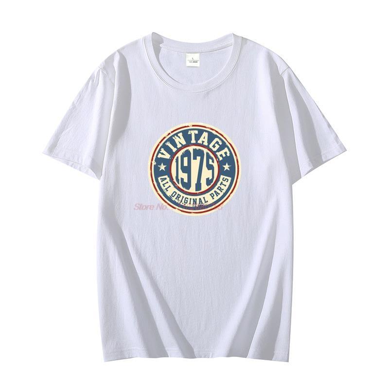 Unisexs Vintage Short Sleeve Tshirt Cotton Graphic Oneck Fun 48 And 48 1975 Birthday Gift Summer Tshirt