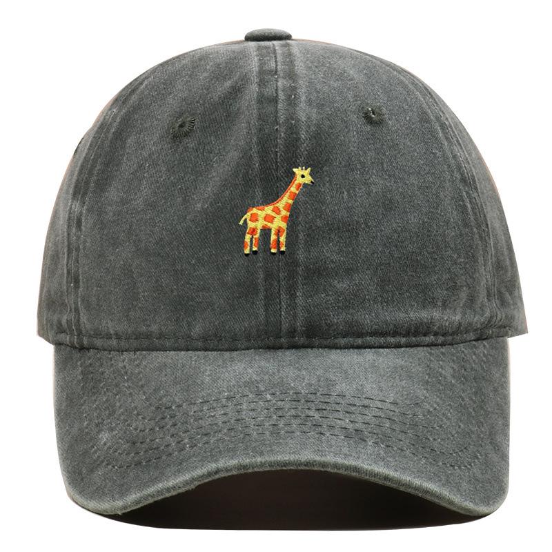 Cappellino da Baseball Ricamato con Giraffa Cartone Animato - Unisex Regolabile Estivo Hip Hop