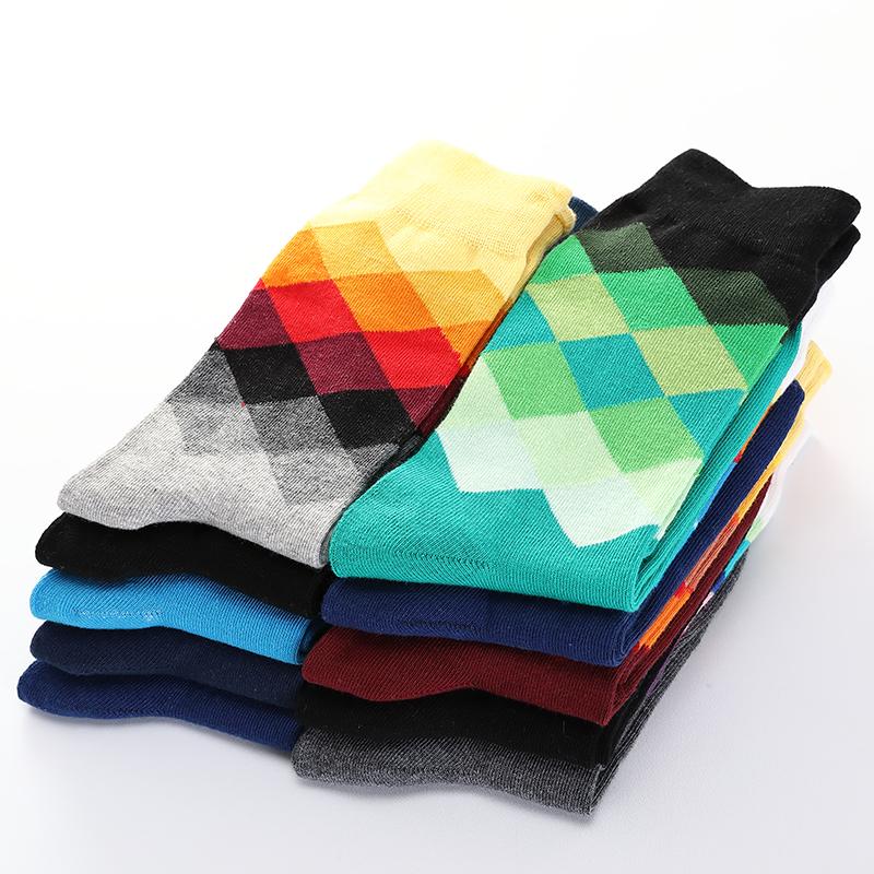 Male Tide Brand Men Cotton Socks Gradient Color Summer Style Long Wedding Sock Men's High Funny Happy Business Socks Man Sox