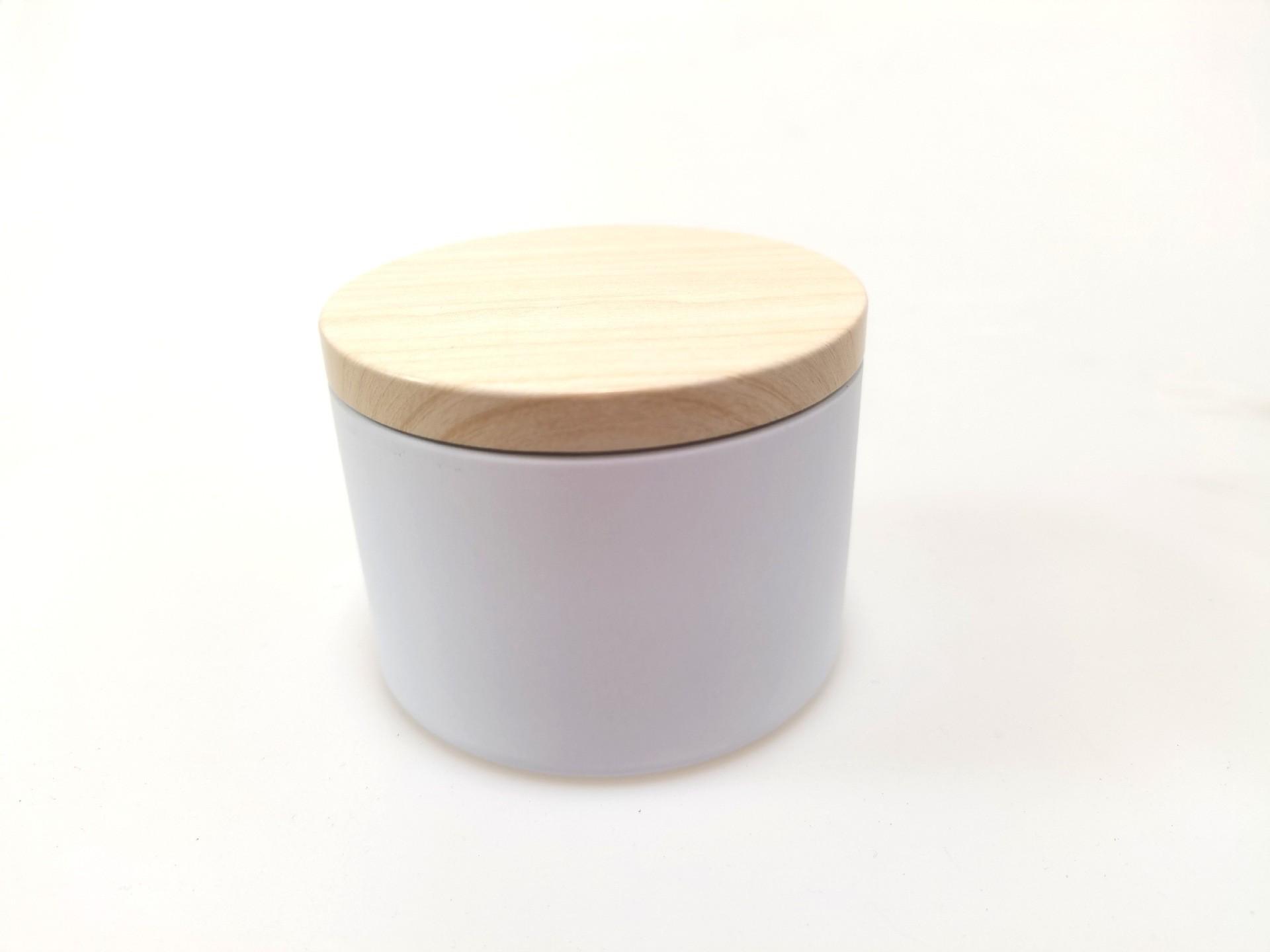 Black Wood Grain Round Tin Candle Box with Lid (8 oz, 4 oz, 24-piece set)