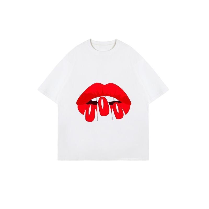 Oversized T Shirt Black Red Lips With Text Gogo Casual Wear For Women Summer Fashion Statement Top Street Style Outfit