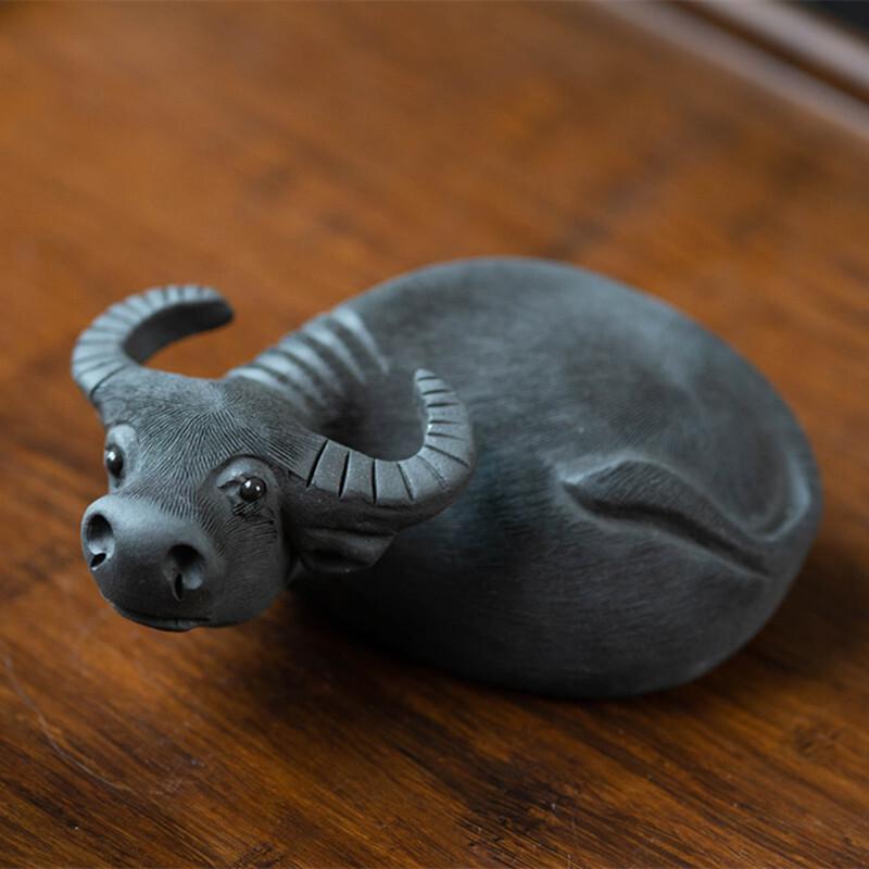 Yixing Zisha Zodiac Pipa Ox Wealth Tea Pet Handmade Lucky Model Tea Figurine Play Toys Tea Statue Ornaments Tea Items Supplies