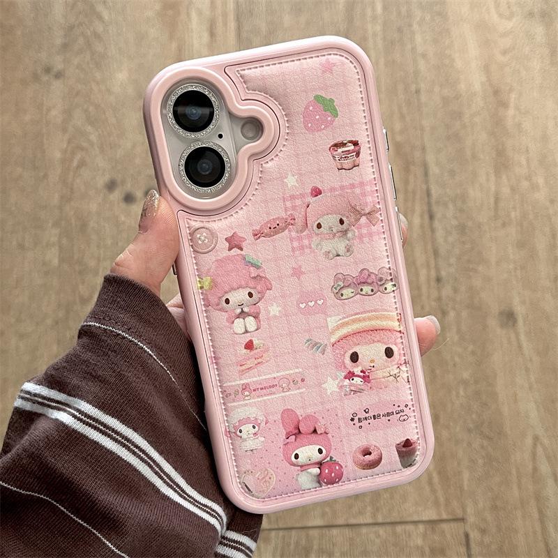 

Pink Plaid Sweet Donut Cartoon Phone Case for iPhone 17/16 Pro Max/15/14 with Girly Heart Design iPhone 14 Pro Max