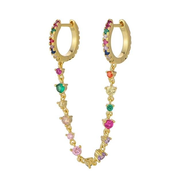 

ANENJERY 1 шт. красочные цирконовые кисточки двойные серьги-обнимашки для женщин две круглые серьги-кольца с цепочкой ювелирные изделия