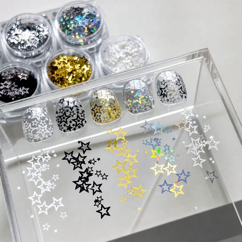Hollow Out Five-pointed Star Glitter Nail Charms Colorful Minimalist Sequins Nail Decorations DIY Glitter Nail Accessories